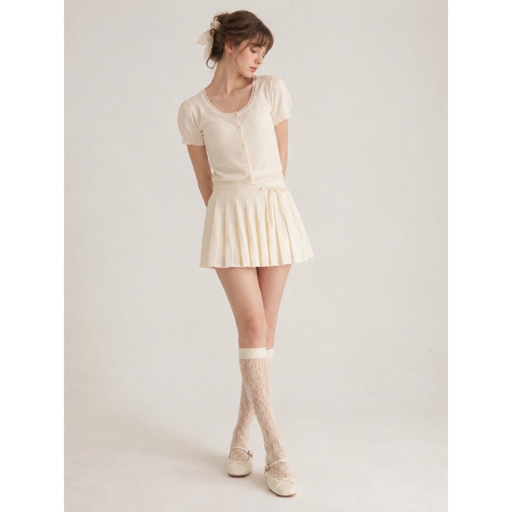 Knee Highs Vintage Ivory Allover Lace Coquette Nylon Stockings Deadstock NOS